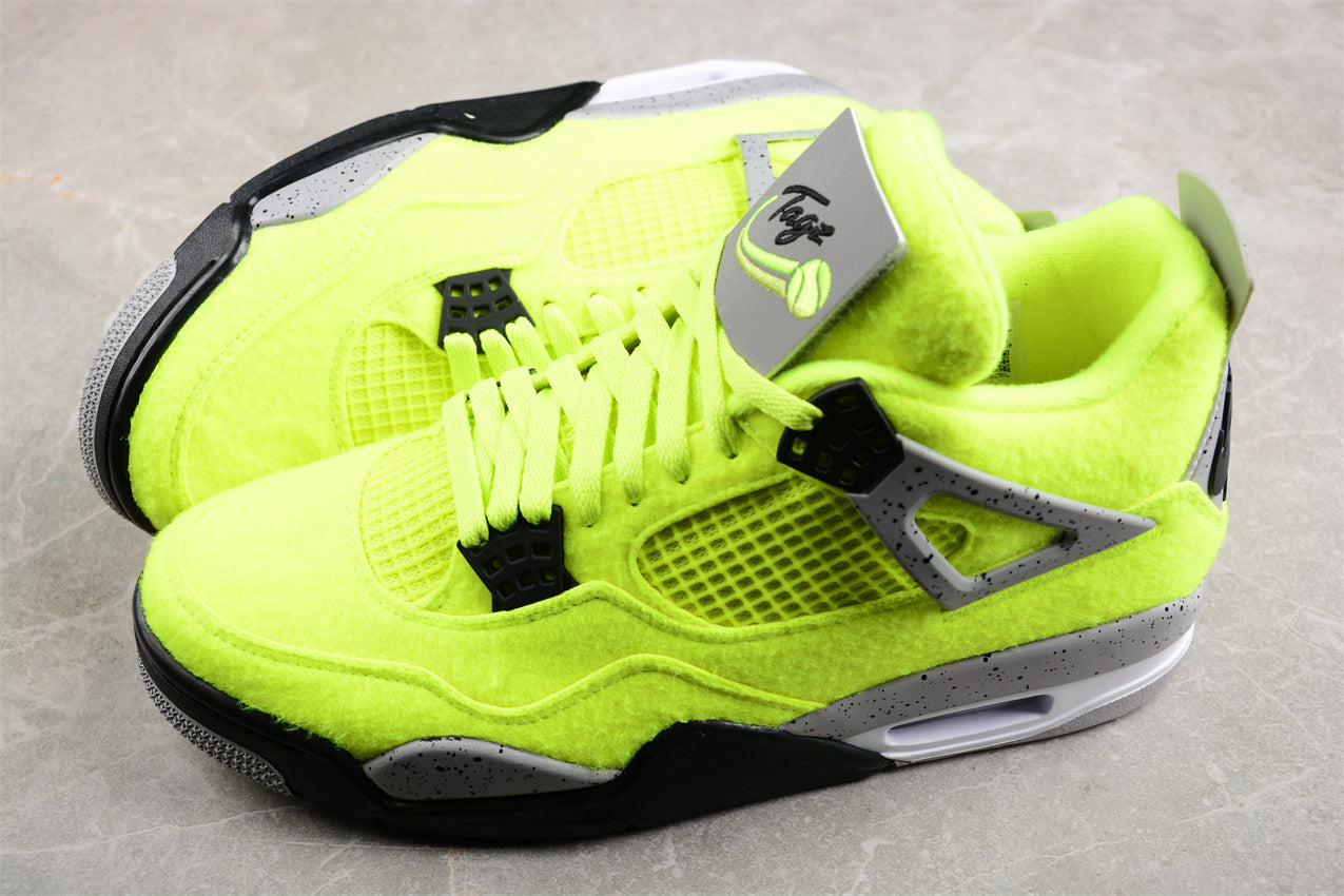 Air Jordan 4 Retro ‘Tennis Ball’ pair close up