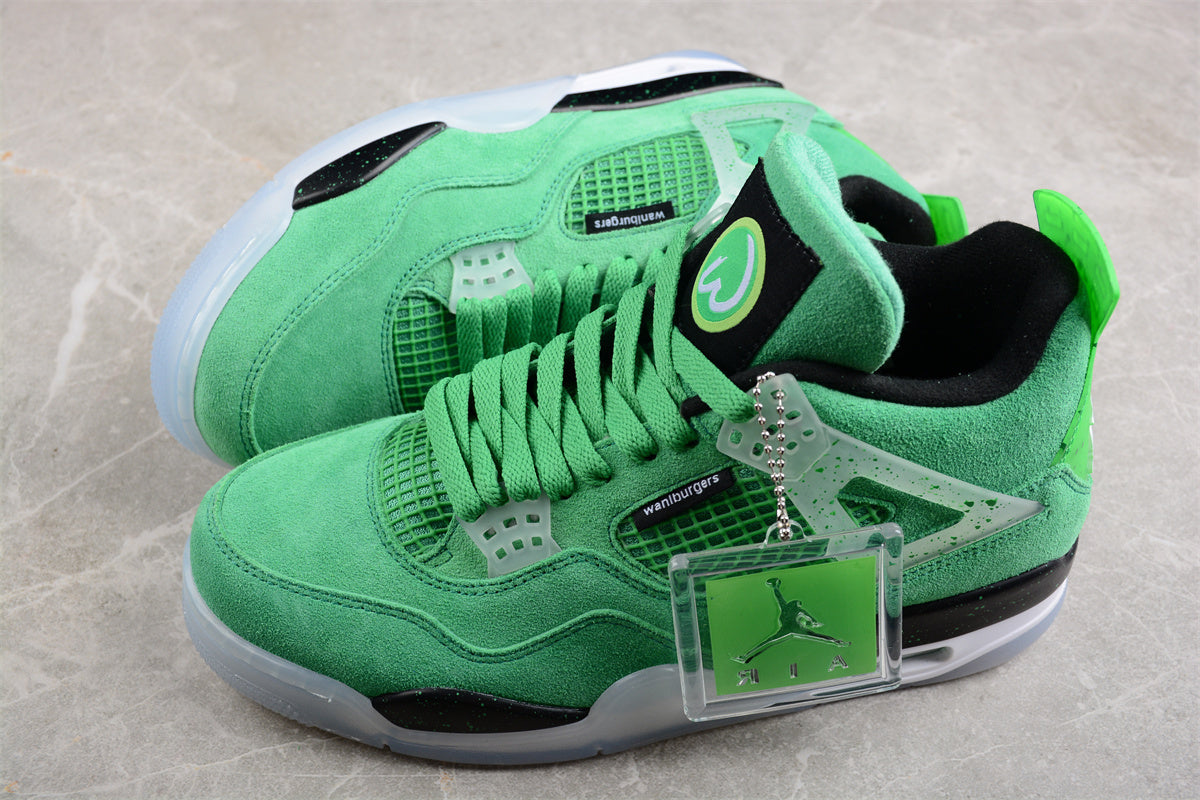 Mark Wahlberg x Air Jordan 4 Retro ‘Wahlburgers’ pair close up