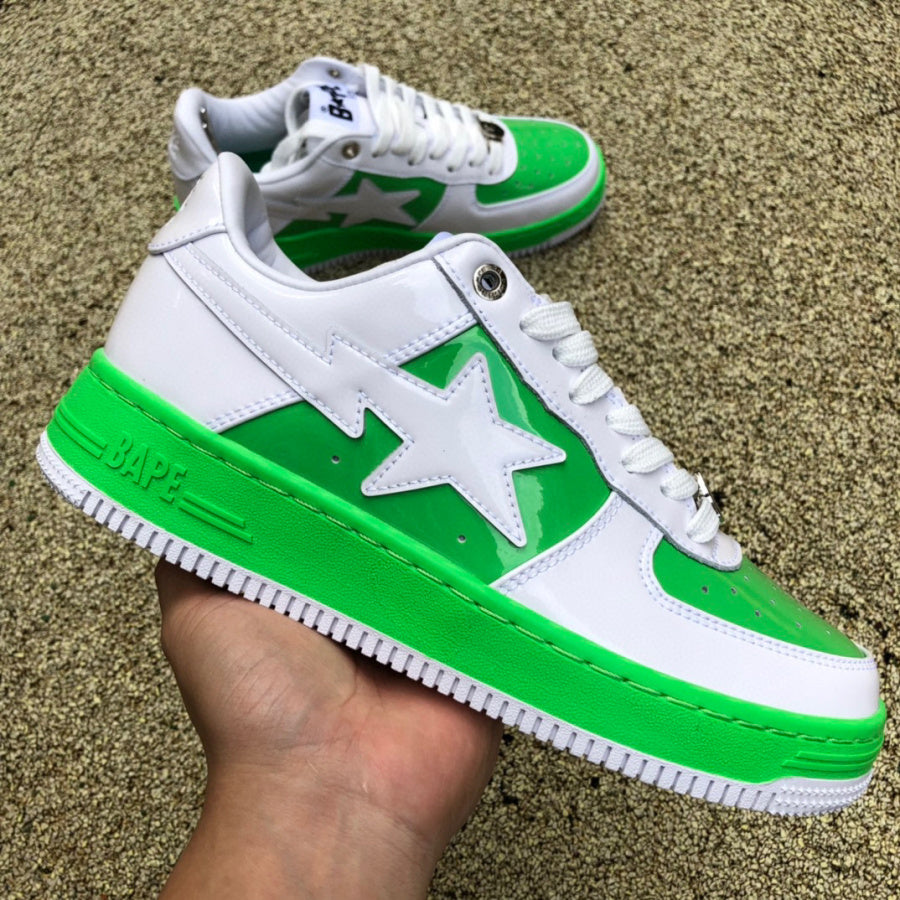 BAPE SK8 STA ‘White/Light Green’ close up right