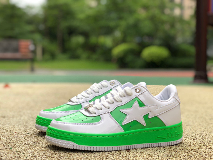 BAPE SK8 STA ‘White/Light Green’ close up both