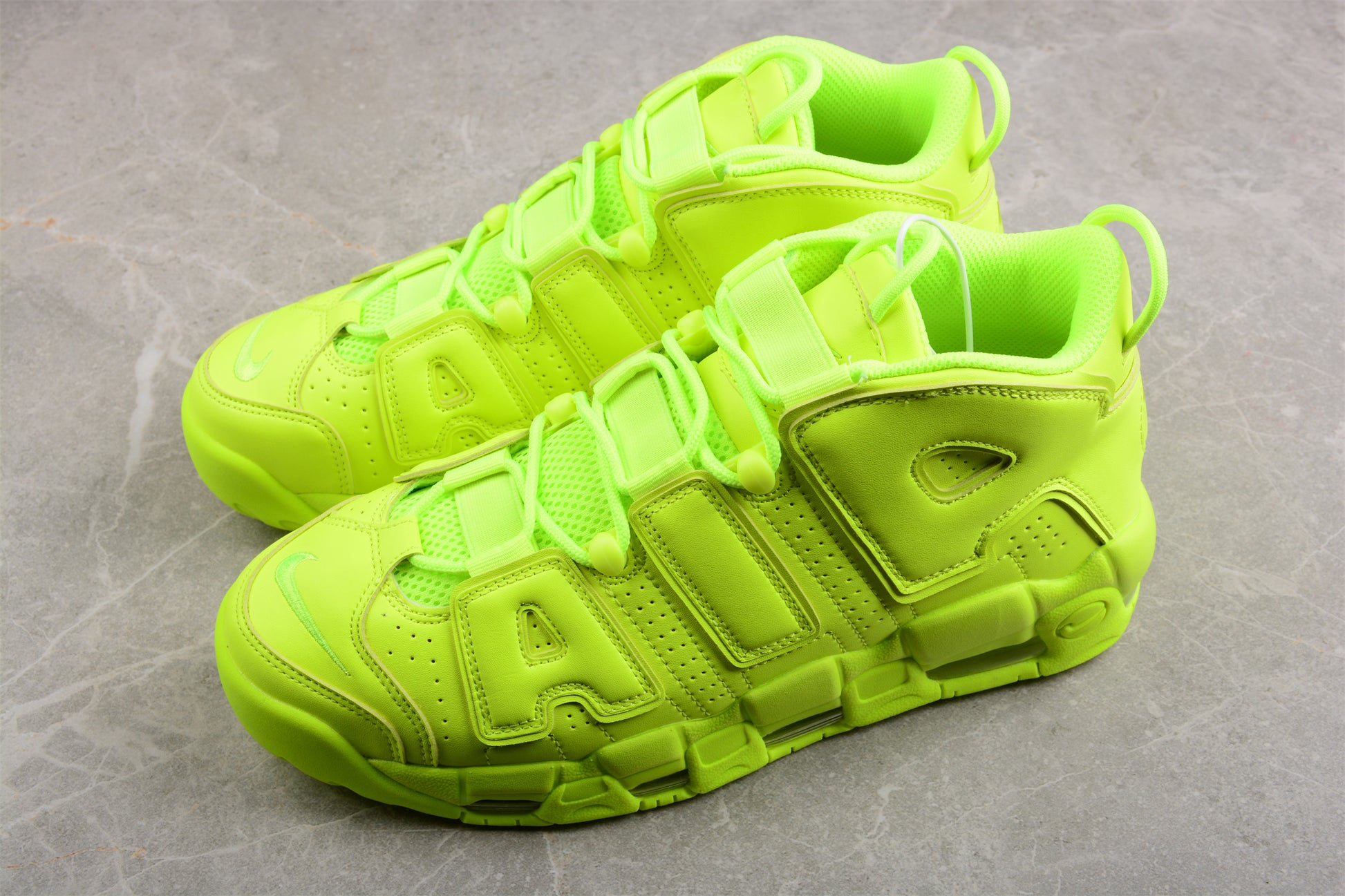 Nike Air More Uptempo ’96 Volt’ close up both