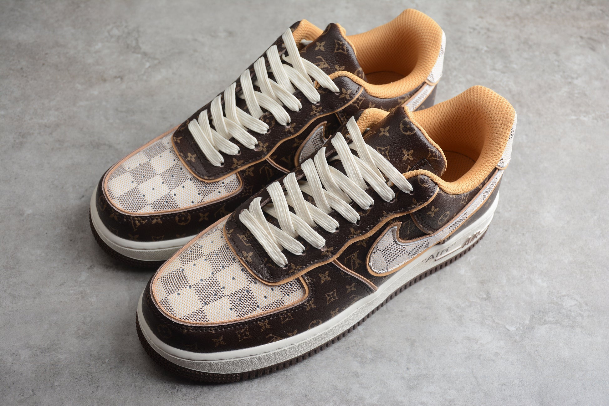 Louis Vuitton x Nike Air Force 1 Low close up both