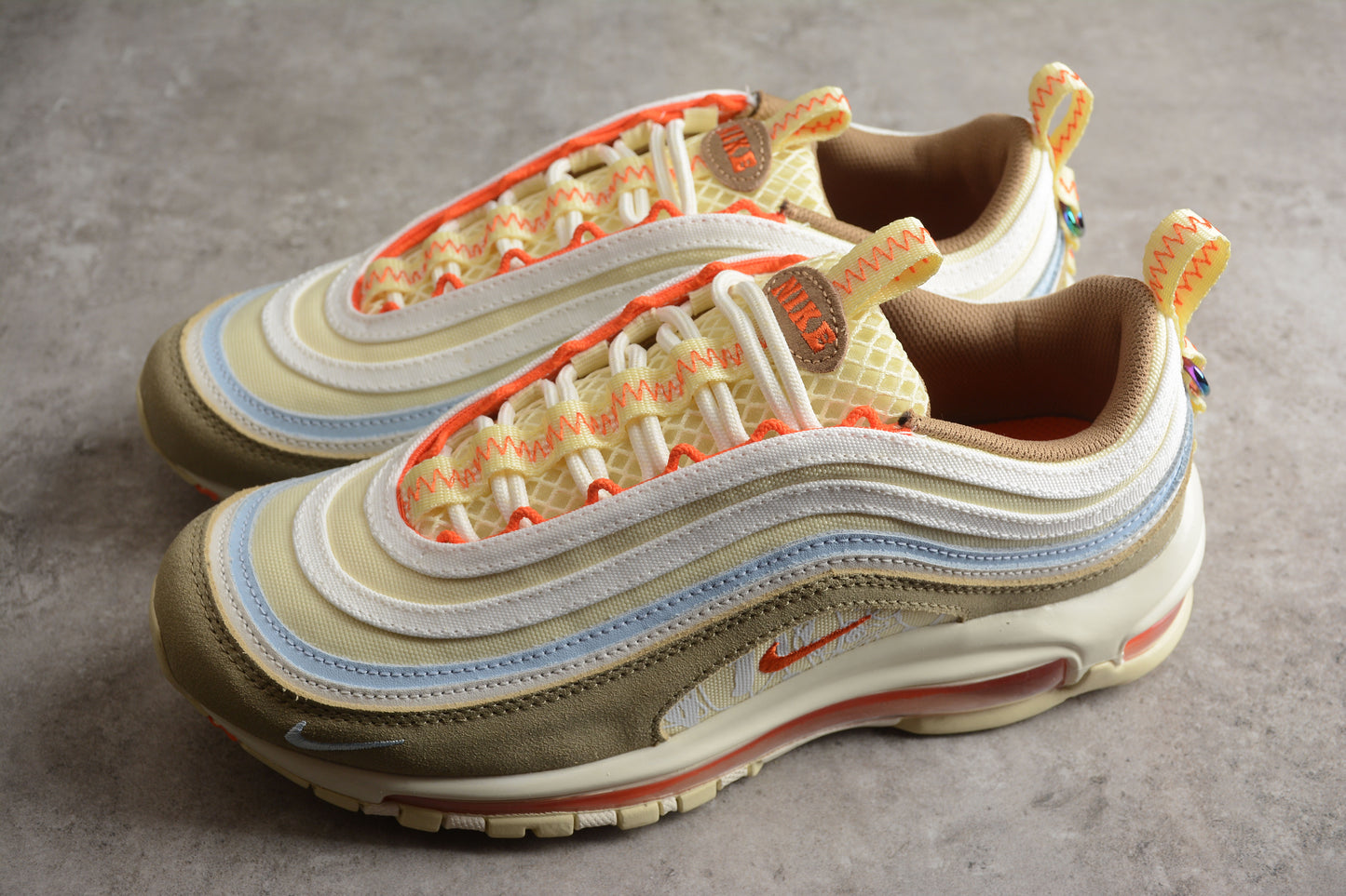 Nike Air Max 97 Alabaster/Safety Orange-Sail close up both