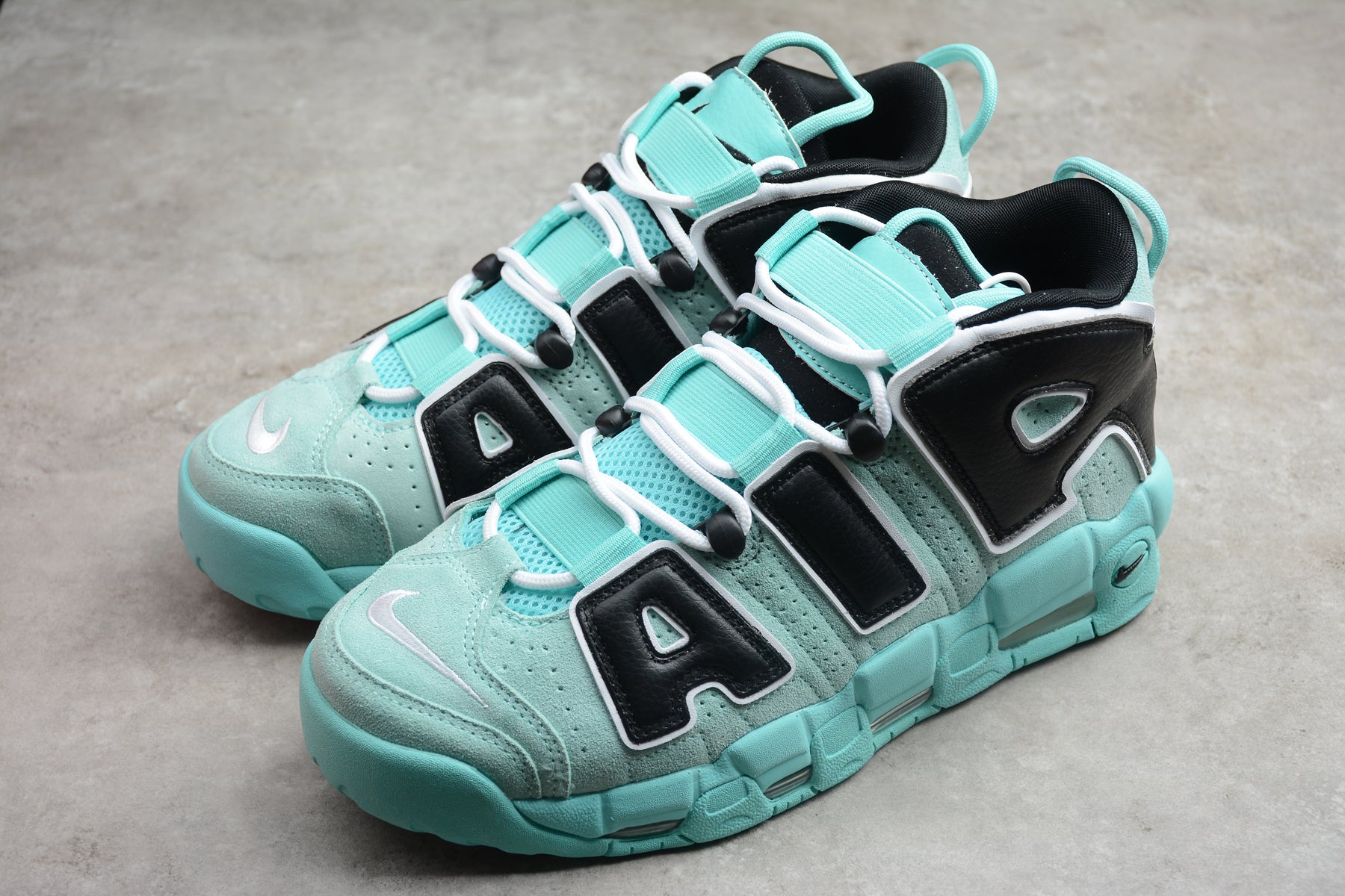 Nike Air More Uptempo ’96 QS Light Aqua’ close up both
