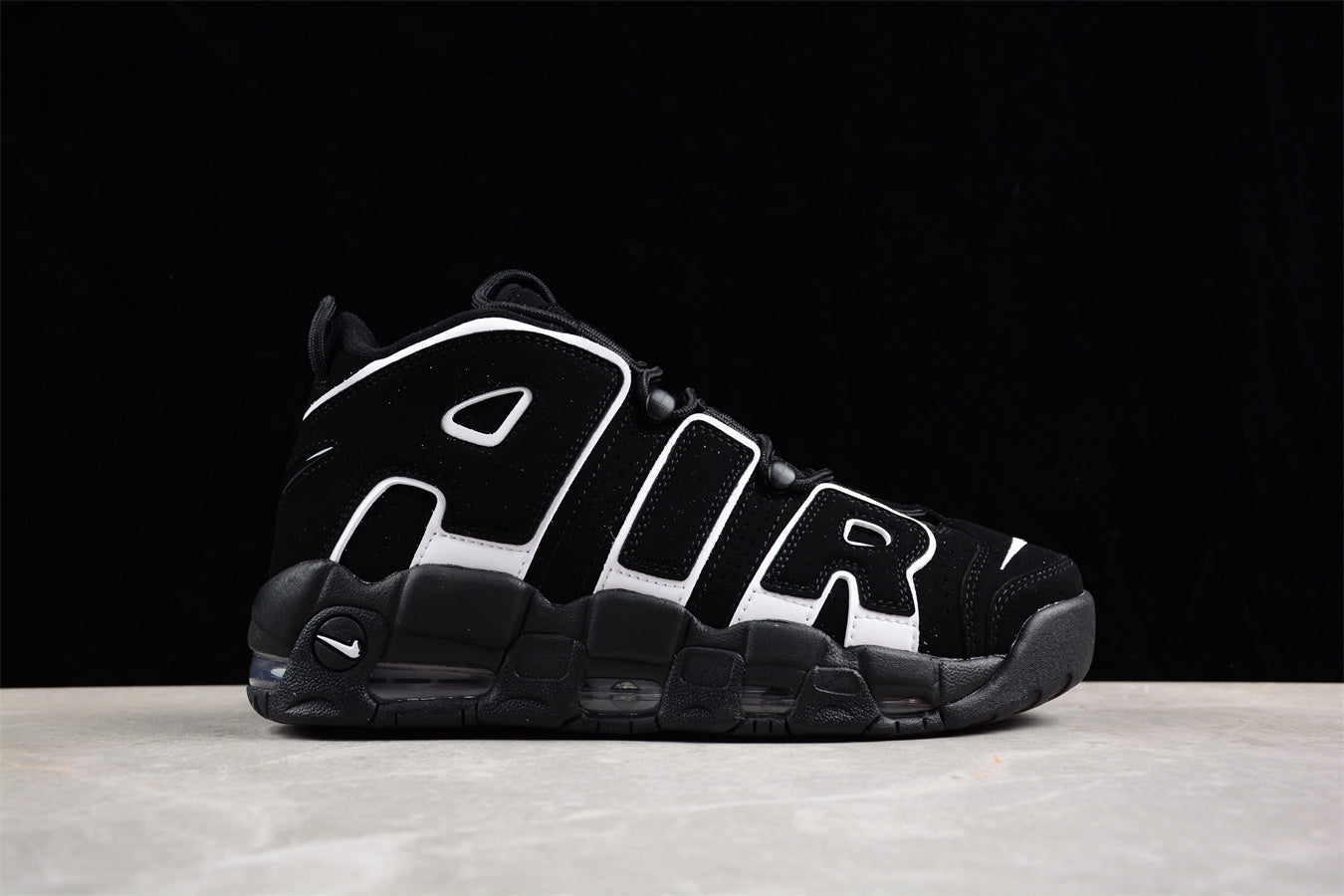 Nike Air More Uptempo Black close up right