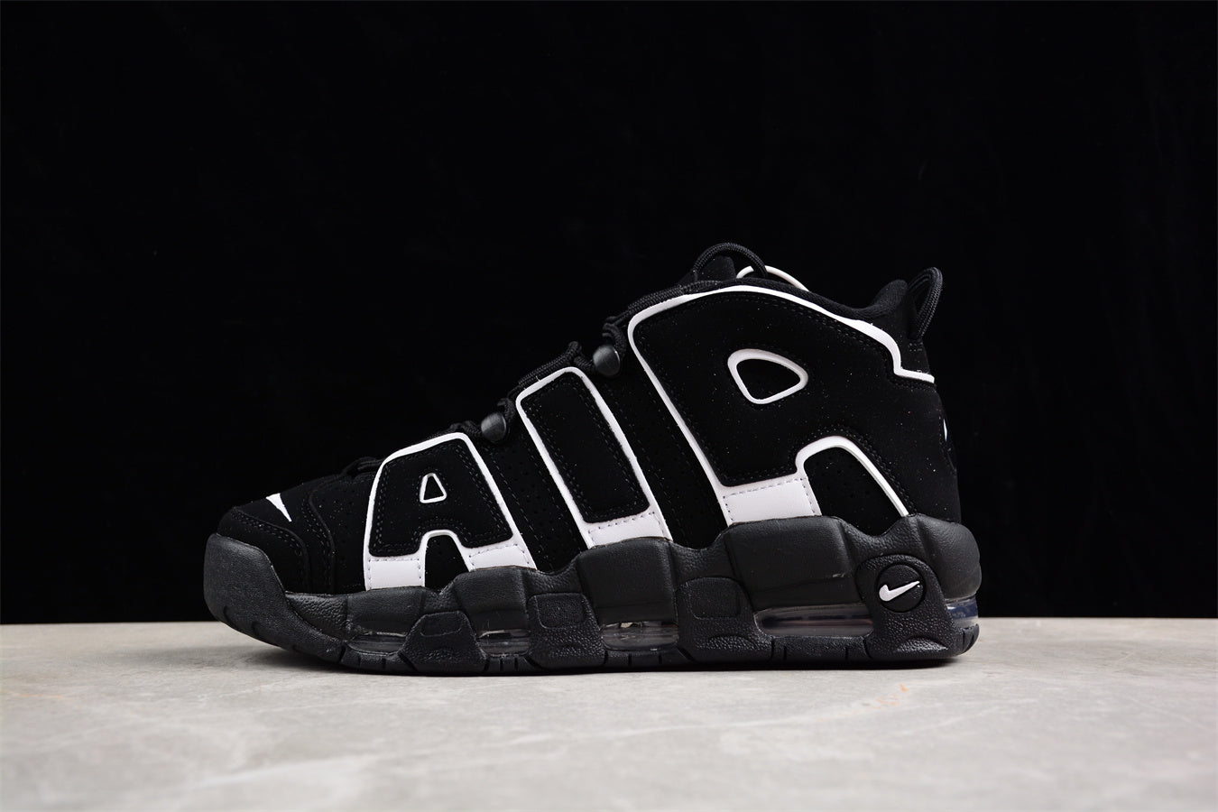 Nike Air More Uptempo Black close up
