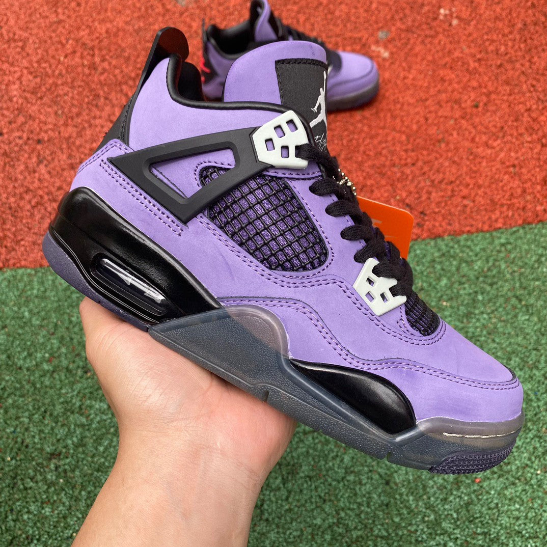 Travis Scott x Air Jordan 4 Retro ‘Purple Suede’ close up right