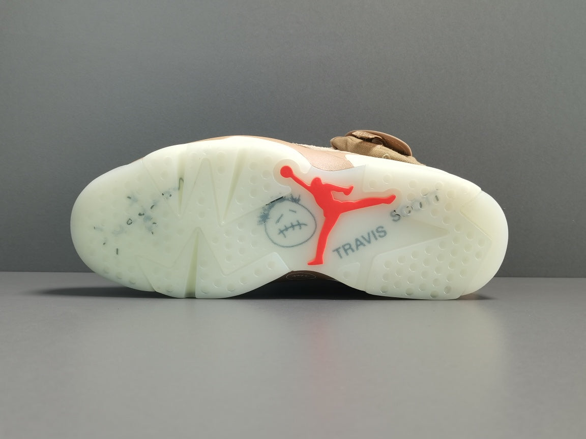 Travis Scott x Air Jordan 6 Retro ‘British Khaki’ close up bottom